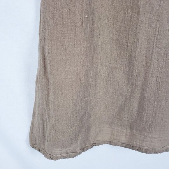 Flax Grinkle Gauze Tunic Top Womens P (4-6) Brown Lagenlook Linen-Blend - Picture 8 of 12